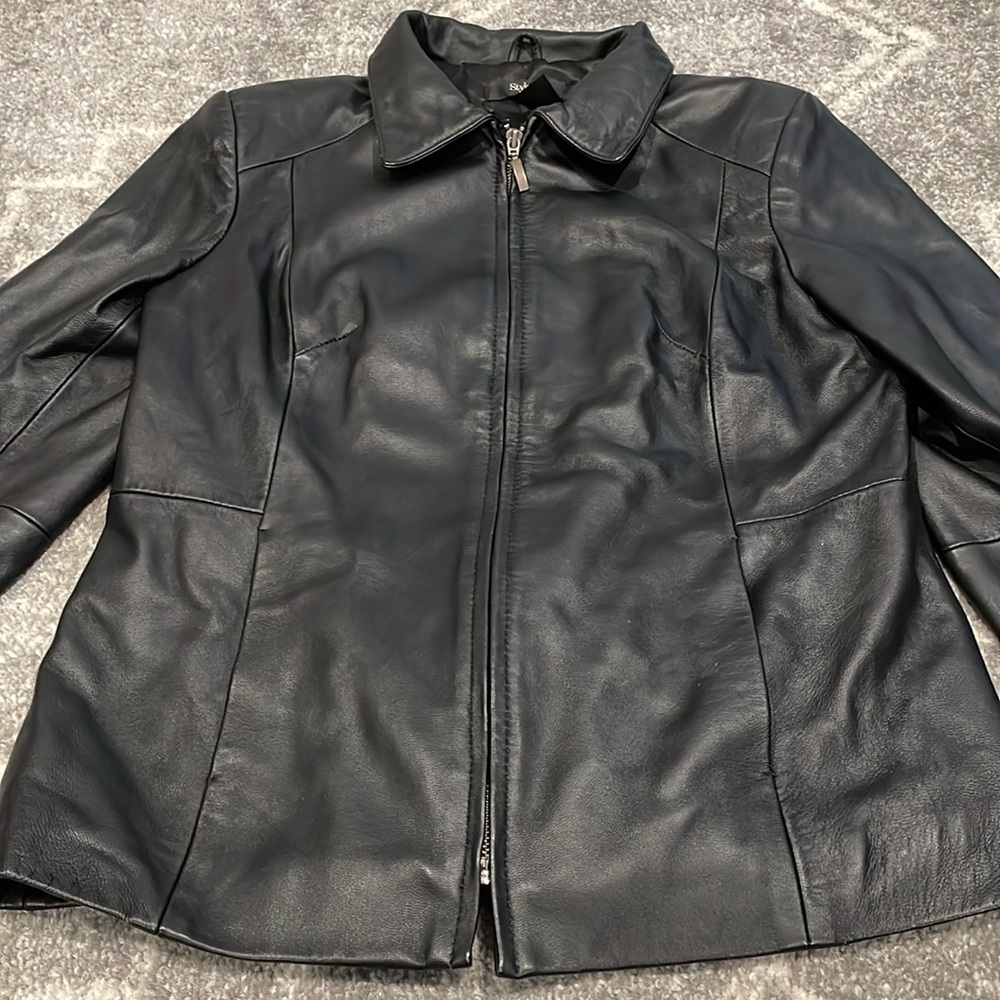 Style & Co black leather jacket - Picture 3 of 16